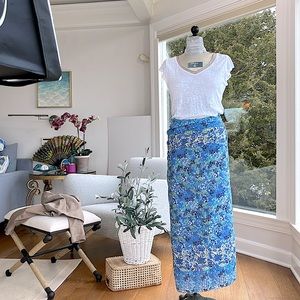 Periwinkle blue floral scarf / sarong  33 “w 53”long lovely summer accessory fun